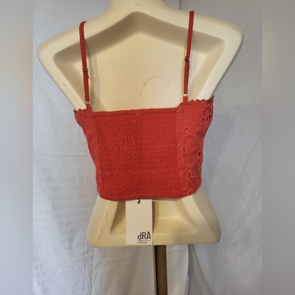NEW-DRA Red Embroidered Crop Top, Size Medium - Picture 3 of 3